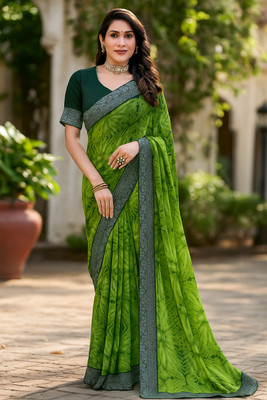 Samai Printed Daily Wear Georgette Saree(Green)