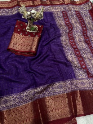 pal fashion Printed Bollywood Chanderi Saree(Purple)