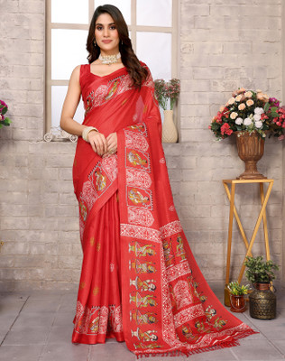 YASHIKA Printed Mysore Art Silk Saree(Red)