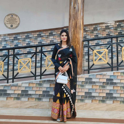 Sheden Lopez Creation Woven Mekhela Chador Cotton Blend Saree(Multicolor)