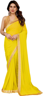 Panchvati NX Solid/Plain Bollywood Georgette Saree(Yellow)