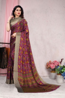 MIRCHI FASHION Printed, Floral Print Daily Wear Chiffon, Georgette Saree(Magenta)