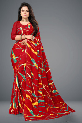 SHUBHSWAR Printed Bollywood Georgette Saree(Red)