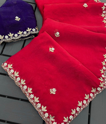 Ethina Fashion Embellished Bollywood Jimmy choo Saree(Red)