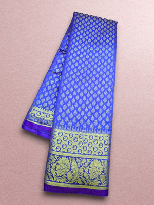 Aiman Creation Self Design Banarasi Pure Silk Saree(Blue)