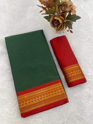 RS Creations Solid/Plain, Woven, Striped Ikkat Art Silk Saree(Green)