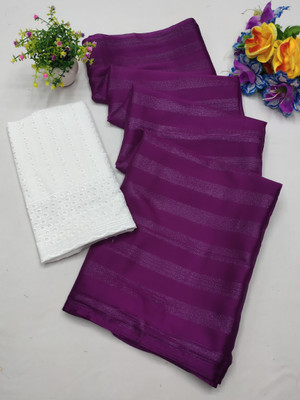 pravita Striped Bollywood Chiffon Saree(Multicolor)