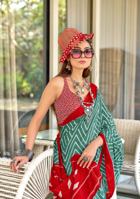 RADHA LAKSHMI Printed Ikkat Pure Cotton Saree(Multicolor)