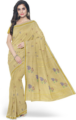 APCO Printed Handloom Pure Cotton Saree(Cream)