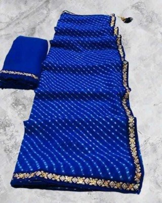 nabil Printed Bandhani Georgette Saree(Blue)