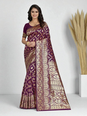 LERYZA Woven Banarasi Jacquard Saree(Multicolor)