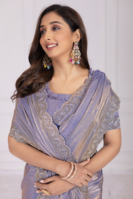 Krishna R fashion Self Design Bollywood Pure Silk Saree(Purple)
