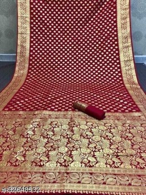 DAISY PETAL CREATION Woven Banarasi Jacquard Saree(Maroon)