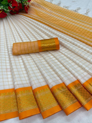 OMFESHIONN Self Design Bollywood Cotton Silk Saree(Yellow)