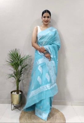 sheladiya Printed, Striped Bollywood Pure Silk, Art Silk Saree(Light Blue)