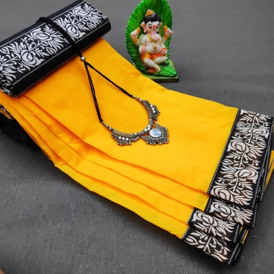 Pinnacledesigns Floral Print Bollywood Chanderi Saree(Yellow)