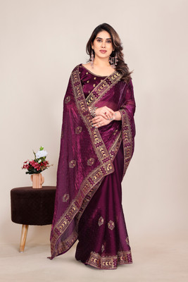 KHRITI FAB Self Design Bollywood Jimmy choo Saree(Purple)
