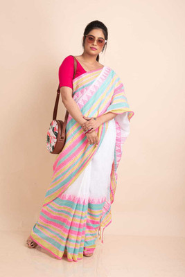 SSK Woven Bollywood Pure Cotton Saree(Multicolor)