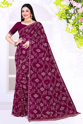 sarees Printed Bandhani Georgette Saree(Multicolor)
