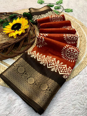 Chandan Fabrics Printed Bollywood Chanderi Saree(Maroon)