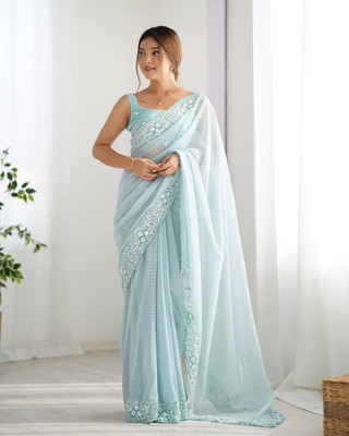 Tasrika Embroidered Bollywood Georgette Saree(Light Blue)
