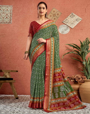 PARAMPARA CREATION Digital Print Bollywood Pure Silk Saree(Green)
