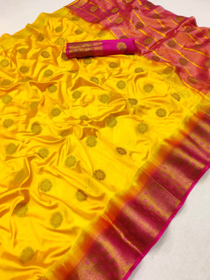 BHOLEBABA CREATION Woven Banarasi Tussar Silk Saree(Yellow)