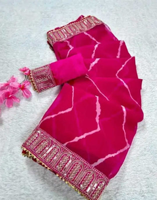 MARUTISAREE Printed Leheria Georgette Saree(Pink)