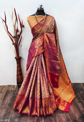ASHTA Woven Kanjivaram Art Silk, Pure Silk Saree(Magenta)