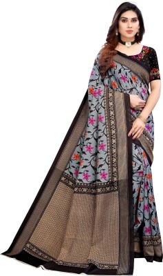 Saadhvi Digital Print Bollywood Cotton Blend Saree(Black)