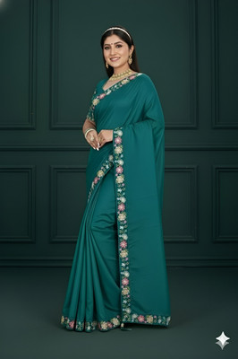 Shree Ambey Self Design Bollywood Georgette Saree(Green)