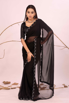 Suali Embroidered Bollywood Georgette Saree(Black)