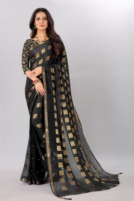 Aardiva Woven, Embellished Bollywood Chiffon Saree(Black)