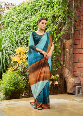Divastri Printed Bollywood Georgette Saree(Blue)