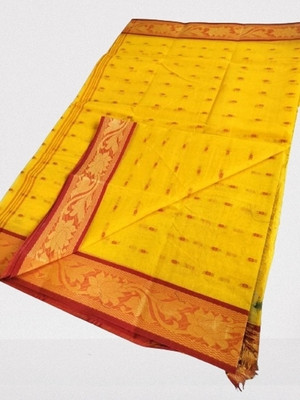 Kanika Fashion Self Design Tant Pure Cotton Saree(Dark Green)