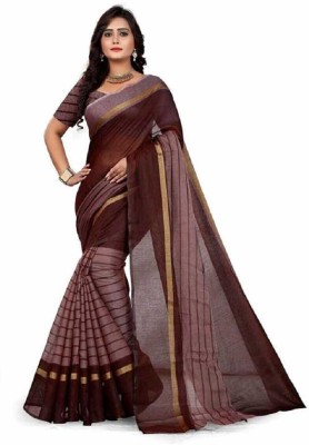 Suntex Striped Daily Wear Cotton Silk Saree(Multicolor)