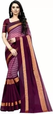 Suntex Striped Bollywood Cotton Blend Saree(Multicolor)