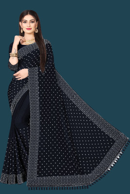 rudraCreation Embellished, Self Design Bollywood Georgette, Chanderi Saree(Black)