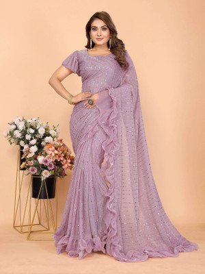 AKFABRICS Self Design Bollywood Net Saree(Pink)