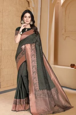 Aardhya Creation Self Design Bollywood Jacquard Saree(Green)