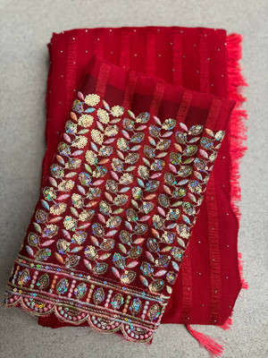 JASHALFAB Embellished Bollywood Chiffon Saree(Multicolor)