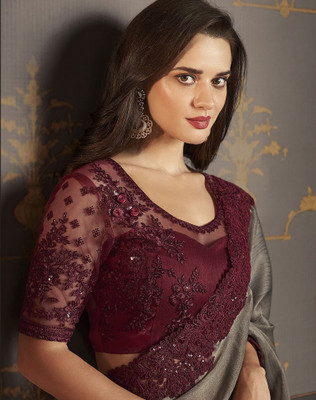 SIRIL Embroidered, Embellished Bollywood Georgette, Chiffon Saree(Gold)