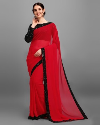 Apnisha Embroidered Bollywood Georgette Saree(Red)
