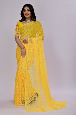 Manthan Creation Self Design Daily Wear Brasso Saree(Yellow)