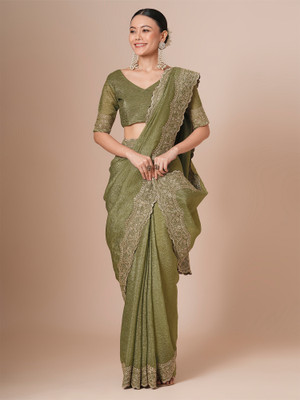 Tasrika Embroidered Bollywood Chiffon Saree(Light Green)