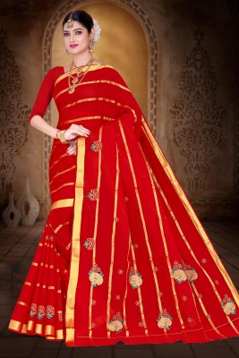 RANJANA CREATION Embellished Bollywood Cotton Silk Saree(Red, Purple)