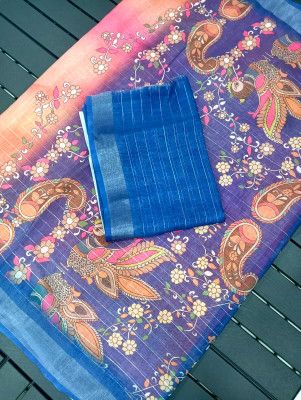 Gajal Self Design Kanjivaram Linen, Cotton Linen Saree(Orange, Black)