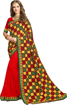 Arriva Fab Embroidered Bollywood Georgette Saree(Red)