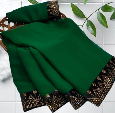 patu plus Embellished Bollywood Georgette Saree(Green)