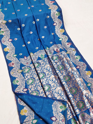 Keswi Fab Woven Banarasi Jacquard, Pure Silk Saree(Light Blue)